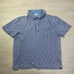 FAHERTY BRAND Feeder Stripe Polo‎ Shirt Blue Pink Pocket Size XL